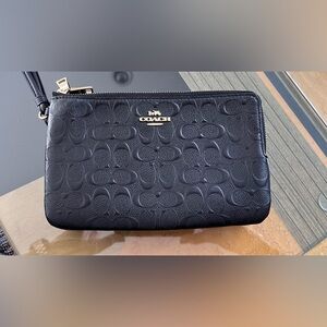 Coach Signatures Leather Double Zip Wristlet